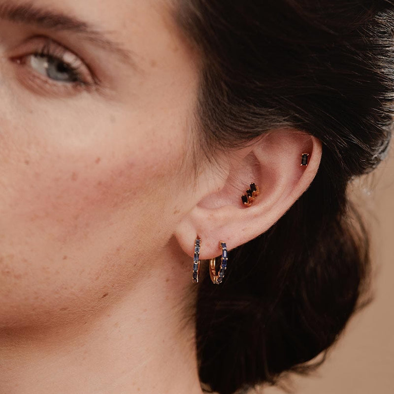 baguette sapphire earrings set