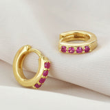 Sumitra Hoops  in 18K Gold Vermeil and rubies