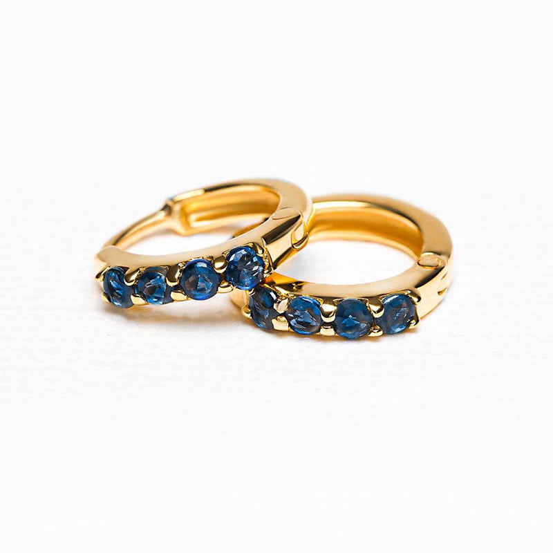 Sumitra hoops earrings with natural sapphires in gold vermeil                                