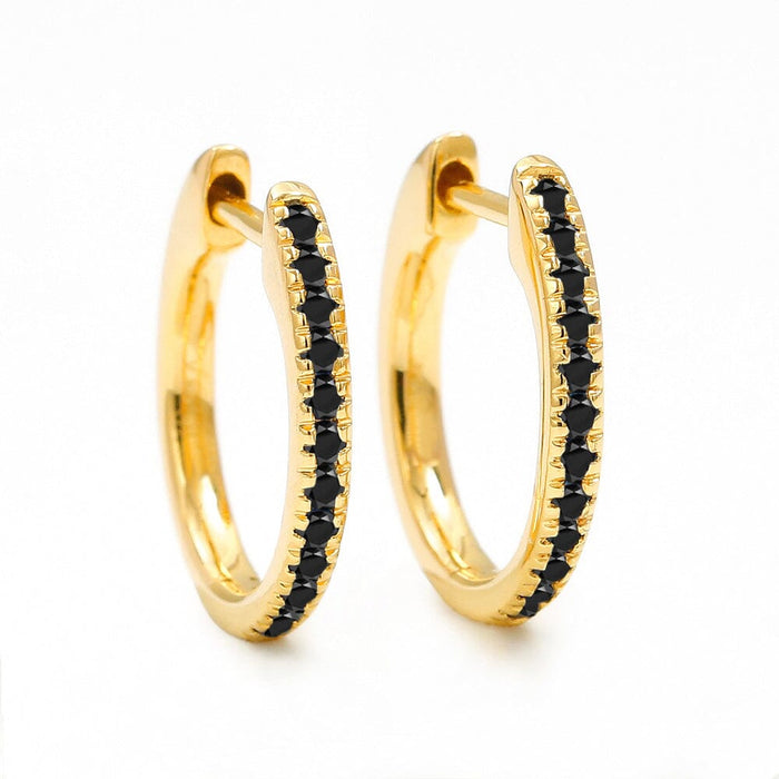 Ujala hoop earrings with black diamonds in yellow gold