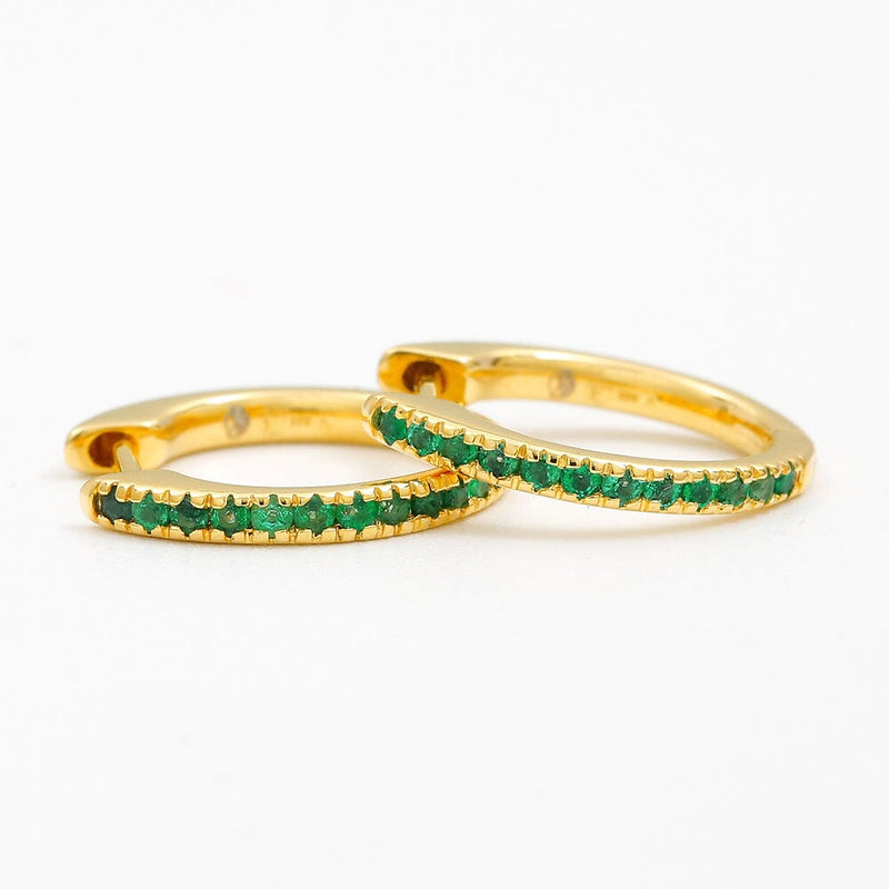 Ujala hoops paved with emeralds in vermeil
