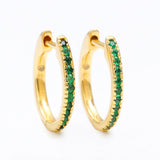 Yellow gold emerald paved Ujala hoop earrings