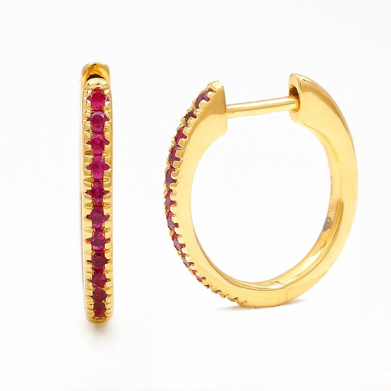 Ujala Creoles in ruby and yellow gold