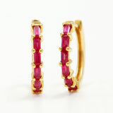 Baguette ruby Yatra hoop earrings