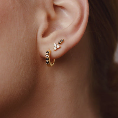 black and white diamond flower earrings 