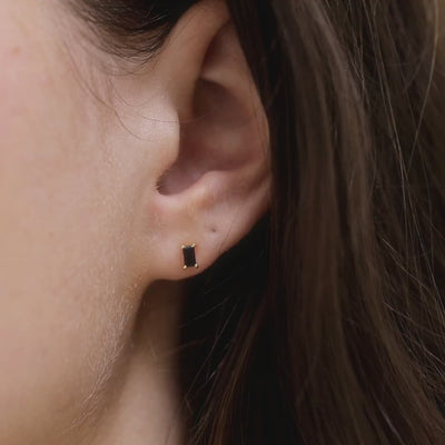 Pendientes Shanti de diamante negro talla baguette