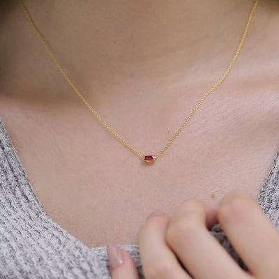 Shanti ruby baguette necklace with casual wear