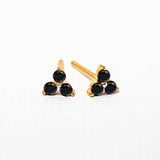 Flower earrings with black diamond